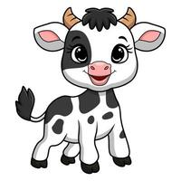 Cute little cow cartoon on white background vector