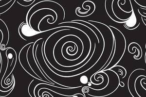 Pattern with swirls in black and white colors. vector