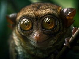 Tarsier monkey portrait created with Generative AI technology photo