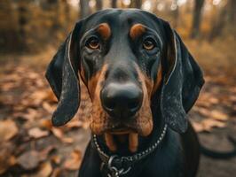 Black and Tan Coonhound dog created with Generative AI technology photo