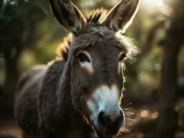 Donkey portrait created with Generative AI technology photo