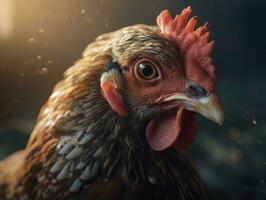 Chicken bird portrait created with Generative AI technology photo
