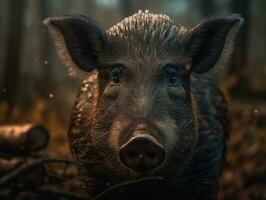 Boar portrait created with Generative AI technology photo