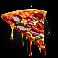 A hot pizza slice with sauce on it, Ai Generative photo