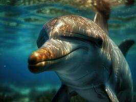 Dolphin portrait created with Generative AI technology photo