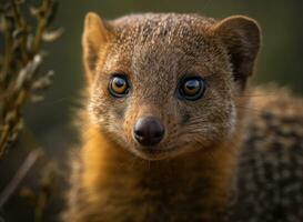 Mongoose portrait created with Generative AI technology photo