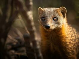 Mongoose portrait created with Generative AI technology photo