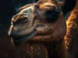 Camel portrait created with Generative AI technology photo