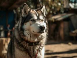 Alaskan Malamute dog created with Generative AI technology photo