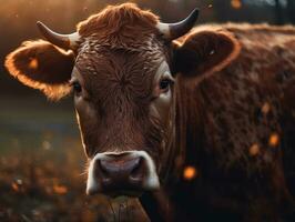 Cattle portrait created with Generative AI technology photo