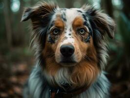 Australian Shepherd dog created with Generative AI technology photo