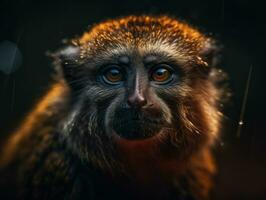 Liama monkey portrait created with Generative AI technology photo