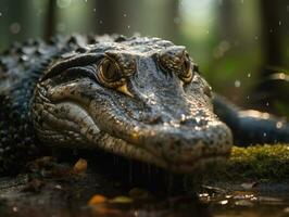 Alligator portrait created with Generative AI technology photo