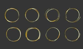 Golden circle frames. Luxury gold borders thin  lines. Element for decoration. Vector illustration isolated on white background