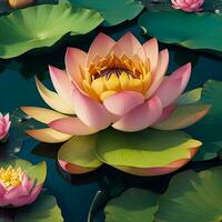 A beautiful lotus flower on Nature background, top view, Ai Generative photo