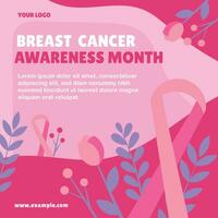 pink breast cancer awareness banner flyer social media post template vector