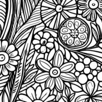 resumen negro y blanco monocromo dibujado a mano flores textura modelo garabatear vector ilustración