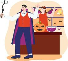 Halloween Party Vlog Video Content Creator Illustration vector