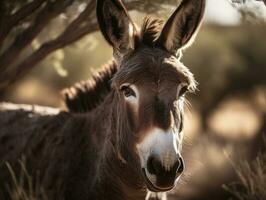 Burro retrato creado con generativo ai tecnología foto