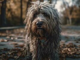 Bergamasco dog created with Generative AI technology photo