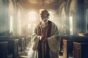 sacerdote iglesia. generar ai foto