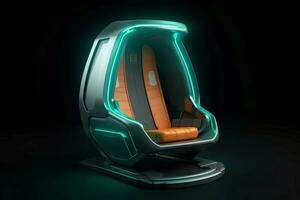 Futuristic chair capsule reality. Generate Ai photo