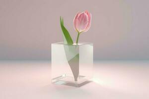 Cube flower vase. Generate Ai photo