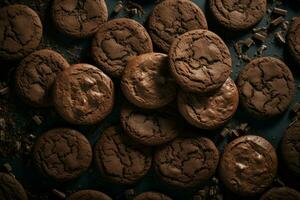 chocolate galletas postre. generar ai foto