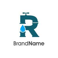 Initial R Pipe and Water Logo vector