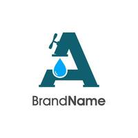 Initial A Pipe and Water Logo vector