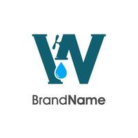 Initial W Pipe and Water Logo vector