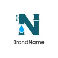 Initial N Pipe and Water Logo vector