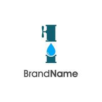 Initial I Pipe and Water Logo vector