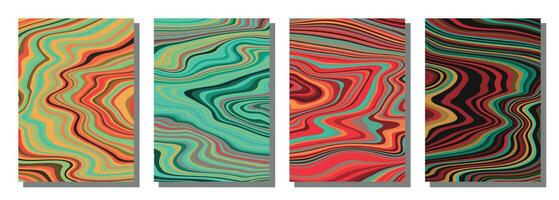 Abstract psychedelic groovy set background. vector