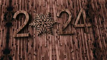 2024 Happy New Year 3D wood text texture video