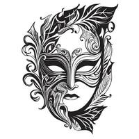 Carnival mask hand drawn sketch in doodle style illustration Venice festival vector