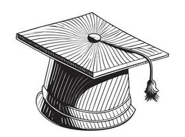 Graduation cap sketch hand drawn illustration vector
