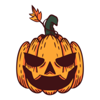 hand drawn scary pumpkin cartoon with transparent background png