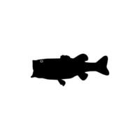 Bass Fish Silhouette, can use for Art Illustration, Logo Gram, Pictogram, Mascot, Website, or Graphic Design Element. Vector Illustration