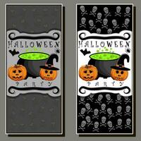 Illustration on theme sticker for celebration holiday Halloween with orange pumpkins vector