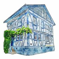 Architecture germany watercolor hand drawn illustration isolated on white background vector