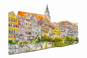 Tubingen germany watercolor hand drawn illustration isolated on white background vector