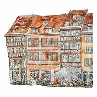 Erfurt altstadt watercolor hand drawn illustration isolated on white background vector