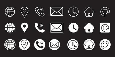 Business Contact us icon set. Rounded square button style vector