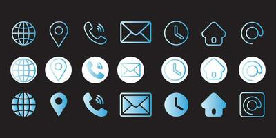 Business Contact us icon set. Rounded square button style vector