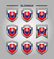 Slovakia National Emblems Flag with Luxury Shield vector