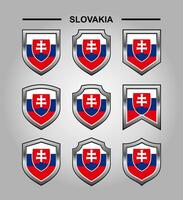 Slovakia National Emblems Flag with Luxury Shield vector