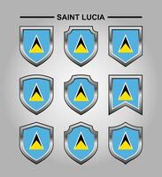 Saint Lucia National Emblems Flag with Luxury Shield vector