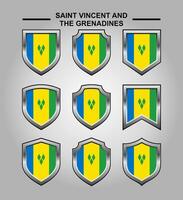 Saint Vincent and The Grenadines National Emblems Flag with Luxury Shield vector