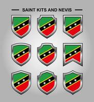 Saint Kits and Nevis National Emblems Flag with Luxury Shield vector